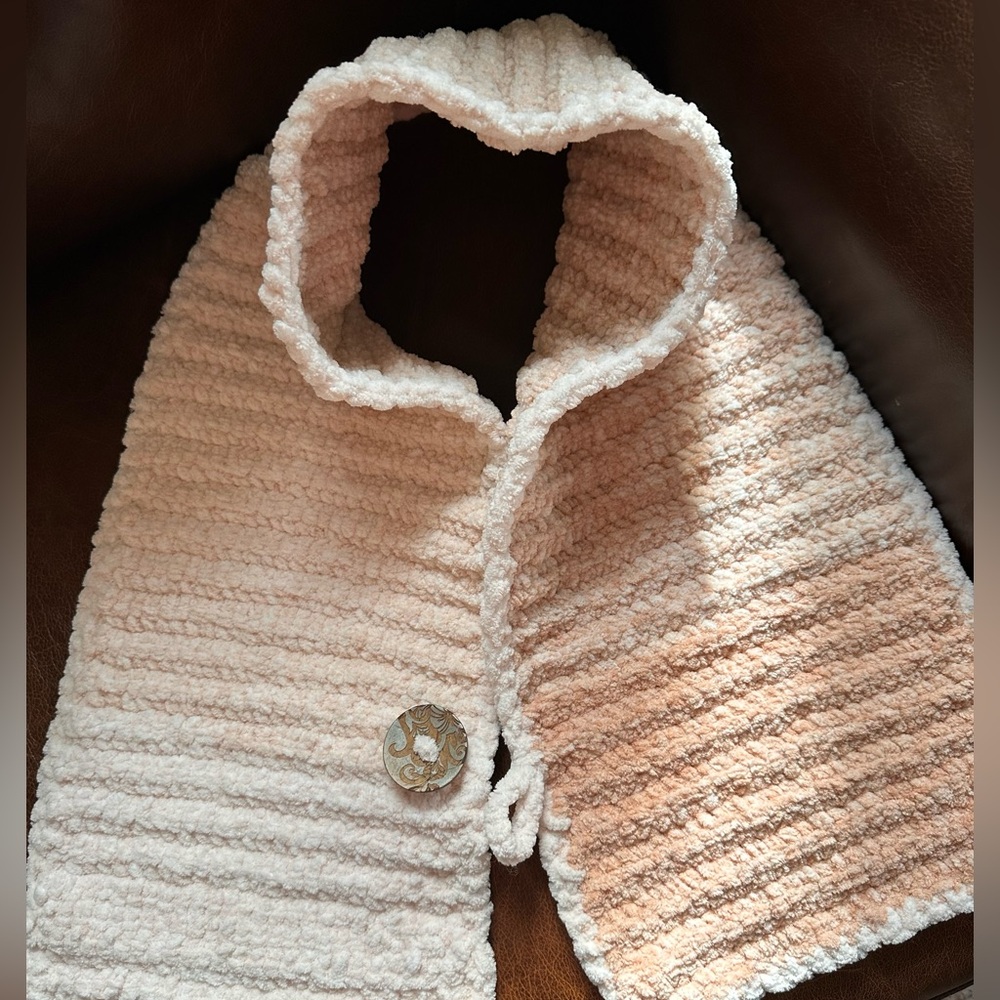 Hand Crafted peach ombré crochet scarf shawl